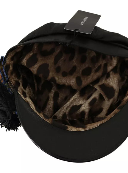 Inside view of Dolce & Gabbana cap showing leopard print lining