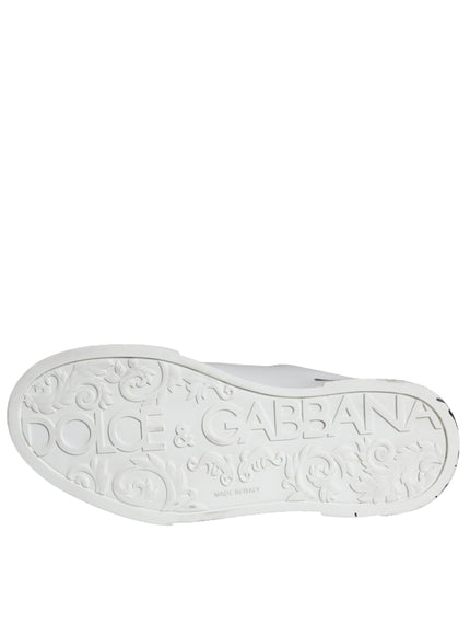 Dolce & Gabbana White Black Leather Crown Milano Sneakers Shoes