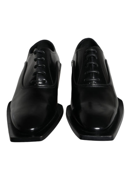 Dolce & Gabbana Black Calfskin Leather Derby Dress Men Shoes