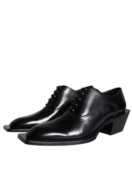 Dolce & Gabbana Black Calfskin Leather Derby Dress Men Shoes