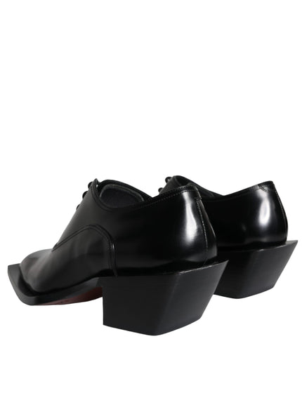 Dolce & Gabbana Black Calfskin Leather Derby Dress Men Shoes