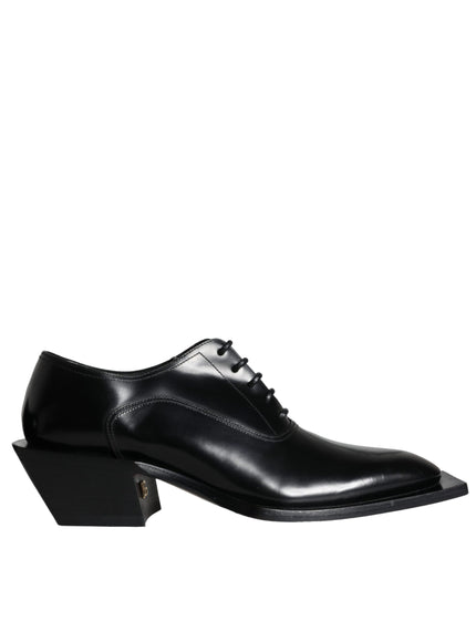 Dolce & Gabbana Black Calfskin Leather Derby Dress Men Shoes