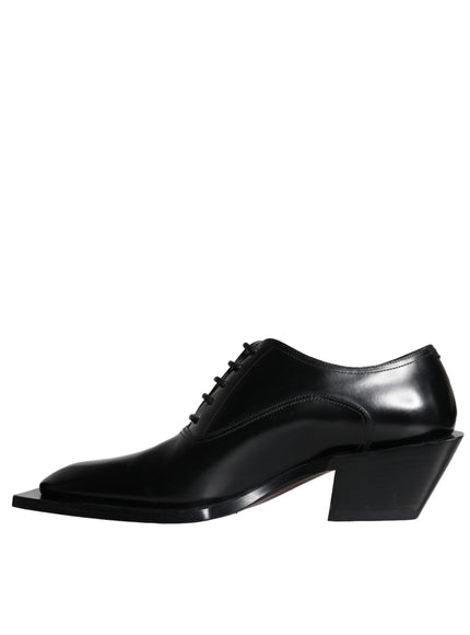 Dolce & Gabbana Black Calfskin Leather Derby Dress Men Shoes