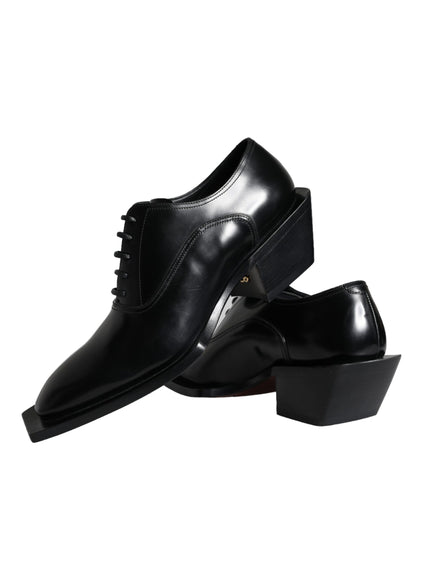 Dolce & Gabbana Black Calfskin Leather Derby Dress Men Shoes