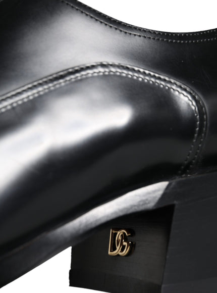 Dolce & Gabbana Black Calfskin Leather Derby Dress Men Shoes