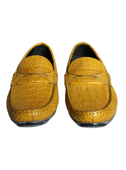 Dolce & Gabbana Yellow Leather Slip Mocassin Loafers Shoes