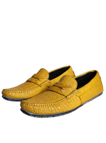 Dolce & Gabbana Yellow Leather Slip Mocassin Loafers Shoes