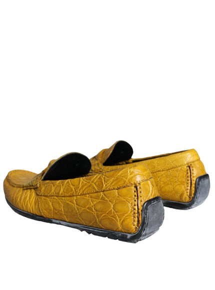 Dolce & Gabbana Yellow Leather Slip Mocassin Loafers Shoes