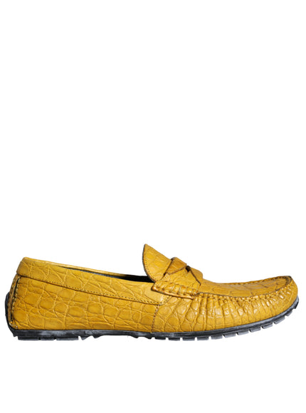 Dolce & Gabbana Yellow Leather Slip Mocassin Loafers Shoes