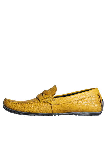 Dolce & Gabbana Yellow Leather Slip Mocassin Loafers Shoes