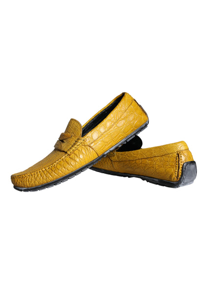 Dolce & Gabbana Yellow Leather Slip Mocassin Loafers Shoes