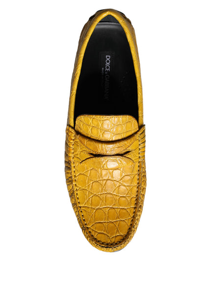 Dolce & Gabbana Yellow Leather Slip Mocassin Loafers Shoes