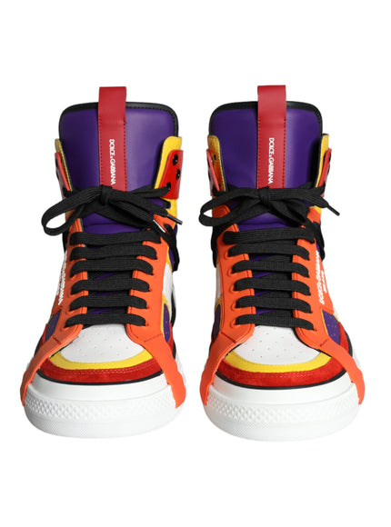 Dolce & Gabbana Multicolor Leather High Top Sneakers Shoes