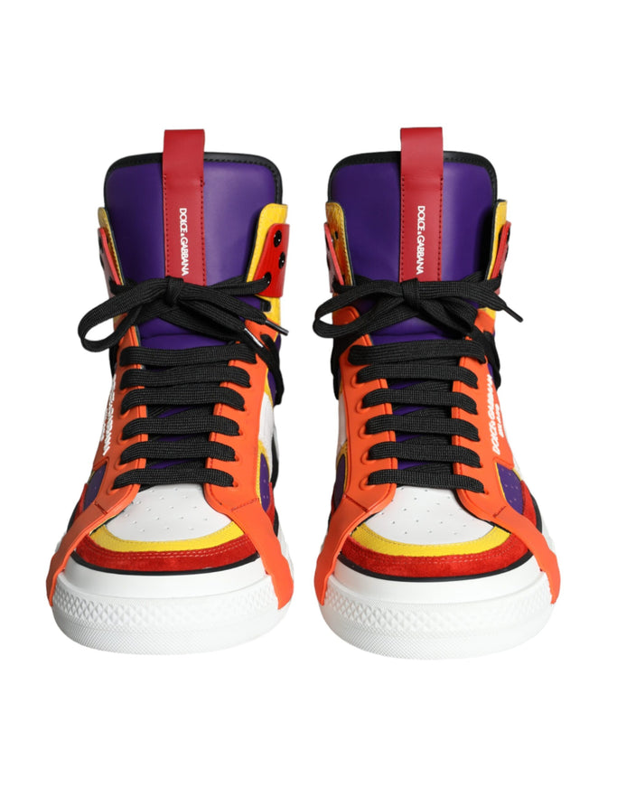 Dolce & Gabbana Multicolor Leather High Top Sneakers Shoes