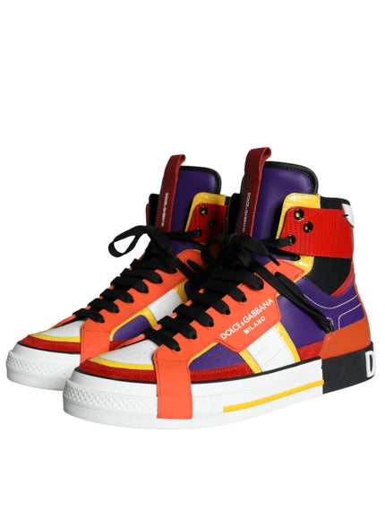 Dolce & Gabbana Multicolor Leather High Top Sneakers Shoes