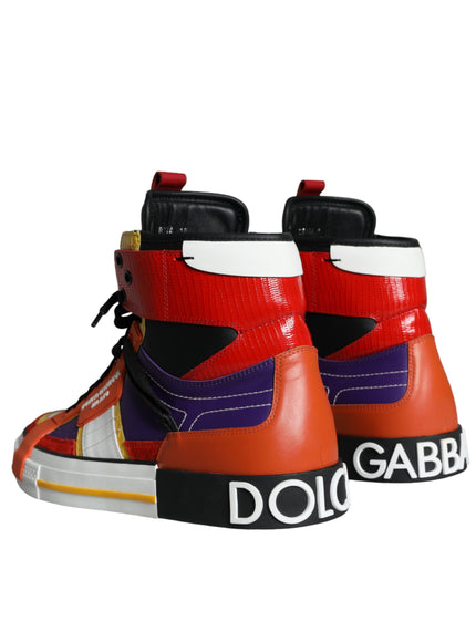 Dolce & Gabbana Multicolor Leather High Top Sneakers Shoes