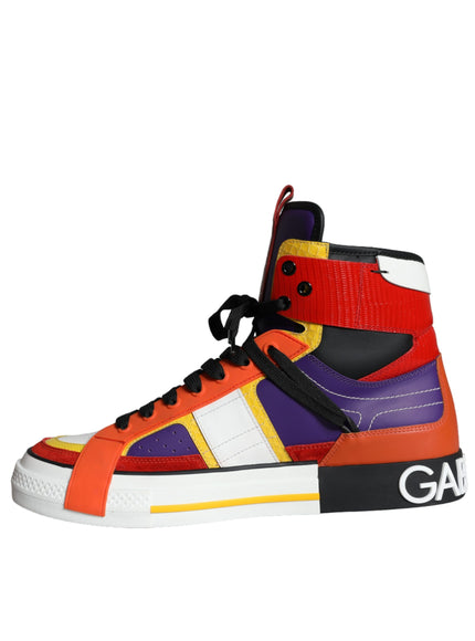 Dolce & Gabbana Multicolor Leather High Top Sneakers Shoes