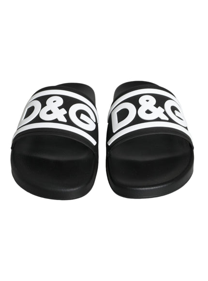 Dolce & Gabbana Black White Sandals Rubber Beachwear Shoes