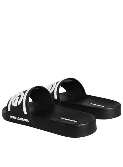 Dolce & Gabbana Black White Sandals Rubber Beachwear Shoes