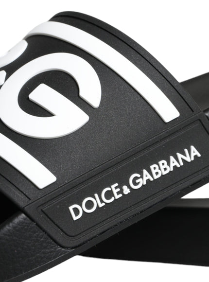 Dolce & Gabbana Black White Sandals Rubber Beachwear Shoes