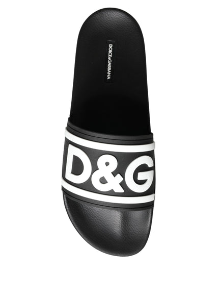 Dolce & Gabbana Black White Sandals Rubber Beachwear Shoes