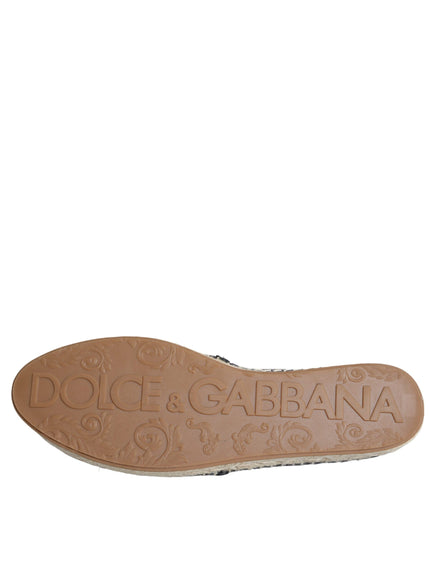 Dolce & Gabbana Black Cotton Leopard Slip On Espadrilles Shoes