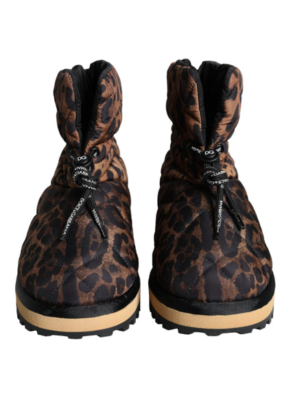 Front view of Dolce & Gabbana leopard ankle boots