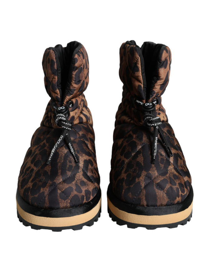 Front view of Dolce & Gabbana leopard ankle boots