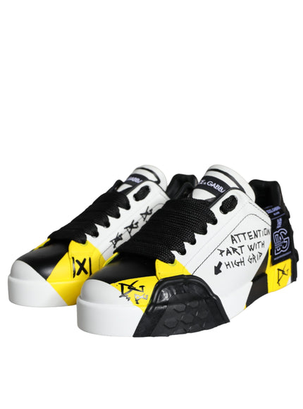 Dolce & Gabbana Multicolor Graffiti Leather Low Top Sneakers Shoes