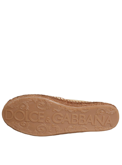 Dolce & Gabbana Gold Leather Loafers Flats Espadrille Shoes