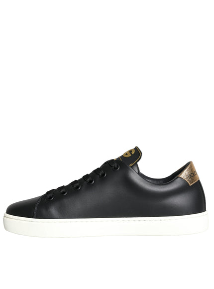 Dolce & Gabbana Black Portofino Sacred Heart Sneakers Shoes