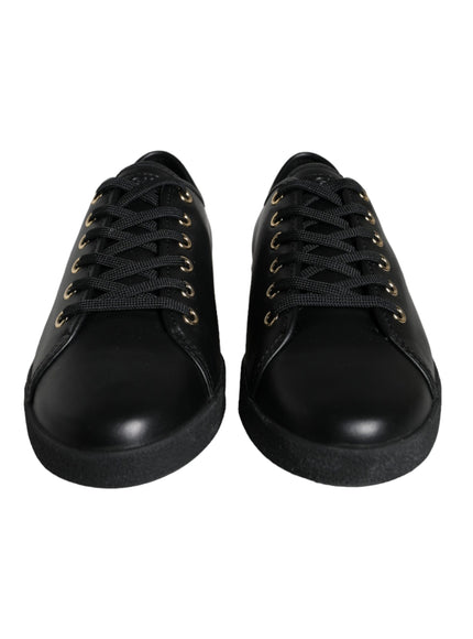 Dolce & Gabbana Black Gold Leather Classic Sneakers Shoes