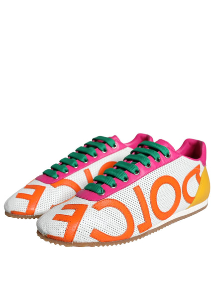 Dolce & Gabbana Multicolor Leather Logo Casual Sneakers Shoes