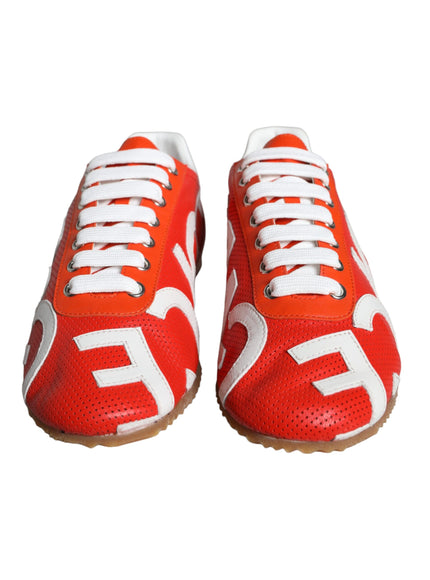 Dolce & Gabbana Red White Leather Logo Casual Sneakers Shoes