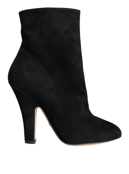 Dolce & Gabbana Black Suede Leather Mid Calf Boots Shoes