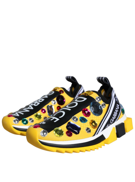 Dolce & Gabbana Yellow Sorrento Crystals Sneakers Womens Shoes