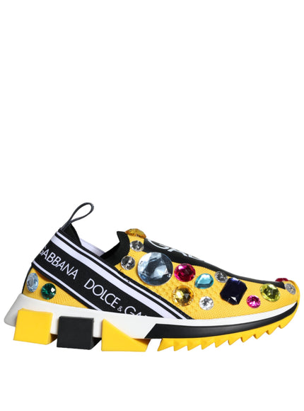 Dolce & Gabbana Yellow Sorrento Crystals Sneakers Womens Shoes