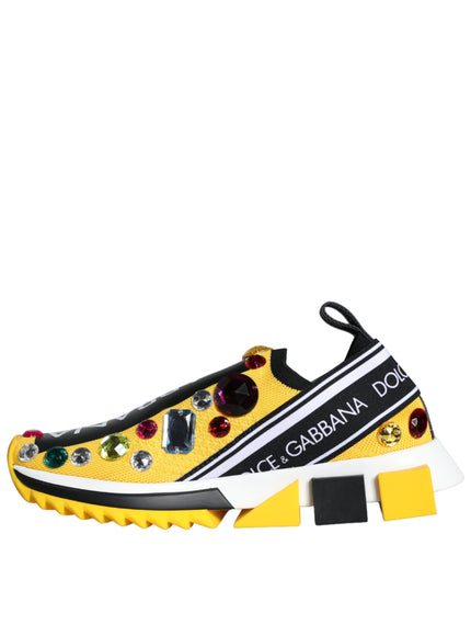 Dolce & Gabbana Yellow Sorrento Crystals Sneakers Womens Shoes