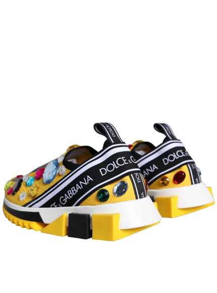 Dolce & Gabbana Yellow Sorrento Crystals Sneakers Womens Shoes