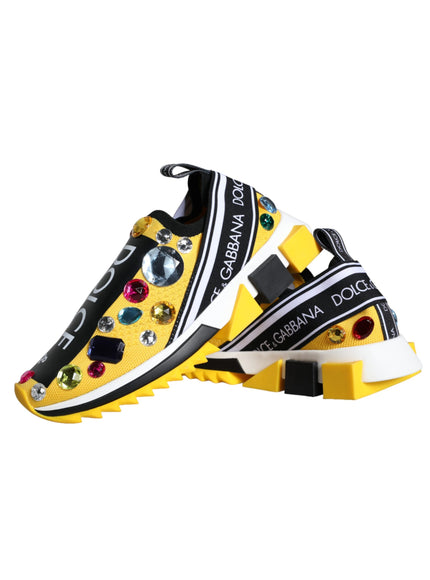 Dolce & Gabbana Yellow Sorrento Crystals Sneakers Womens Shoes