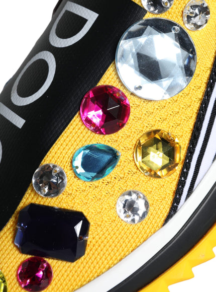 Dolce & Gabbana Yellow Sorrento Crystals Sneakers Womens Shoes