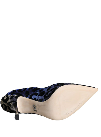 Dolce & Gabbana Dark Blue Leopard Lurex Heels Pumps Shoes