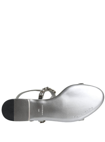 Dolce & Gabbana Silver Crystal Sandals Flats Flip Flops Shoes