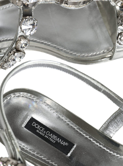 Dolce & Gabbana Silver Crystal Sandals Flats Flip Flops Shoes