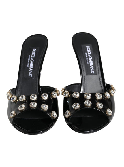 Dolce & Gabbana Black Crystal Heels Keira Sandals Shoes