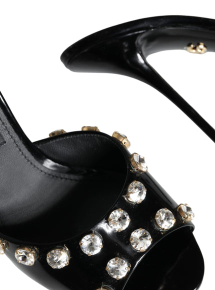 Dolce & Gabbana Black Crystal Heels Keira Sandals Shoes