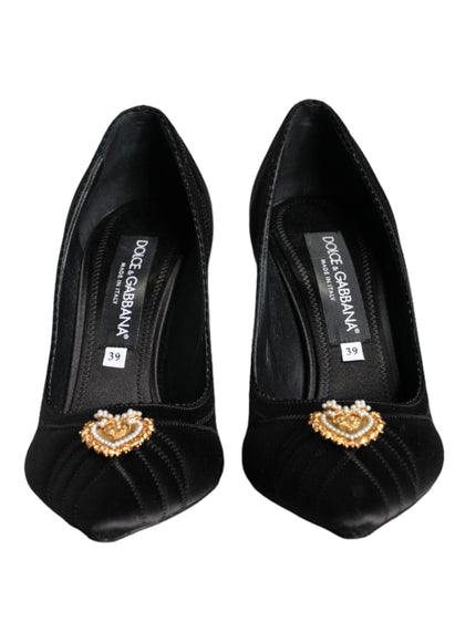 Dolce & Gabbana Black Heart DEVOTION Heels Pumps Shoes