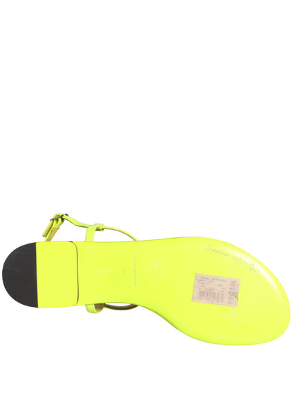 Dolce & Gabbana Yellow Leather DG Logo Flats Sandals Shoes