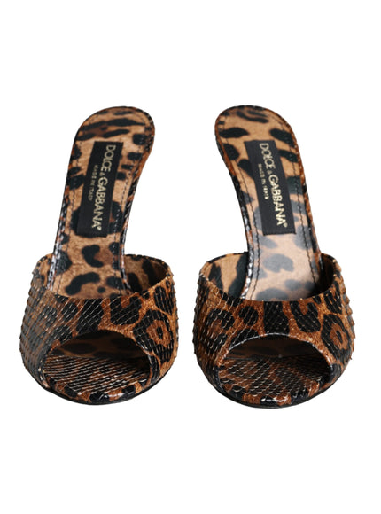 Dolce & Gabbana Brown Leopard Print Leather Sandals