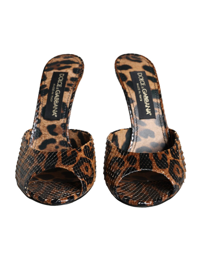 Dolce & Gabbana Brown Leopard Print Leather Sandals